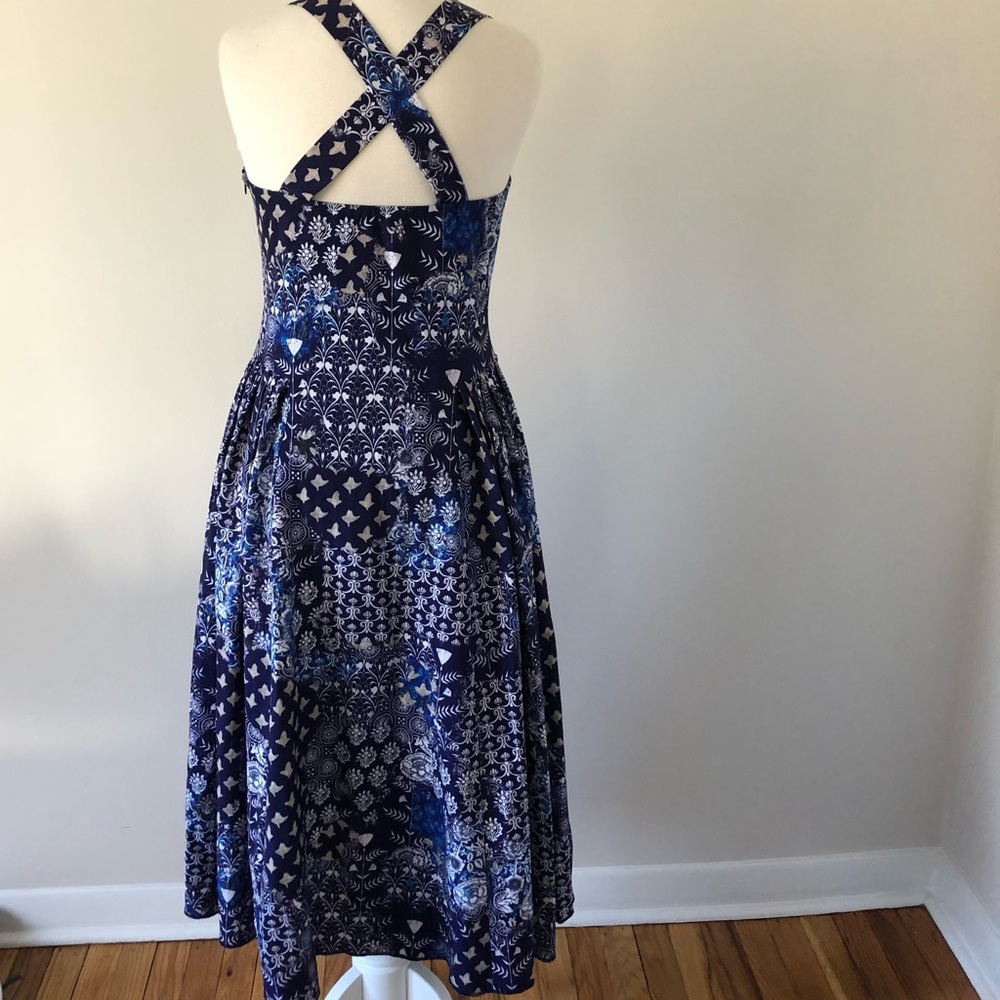 Anthropologie Payal Jain MIDI Dress Batik Blue‎ 6 - Picture 5 of 9